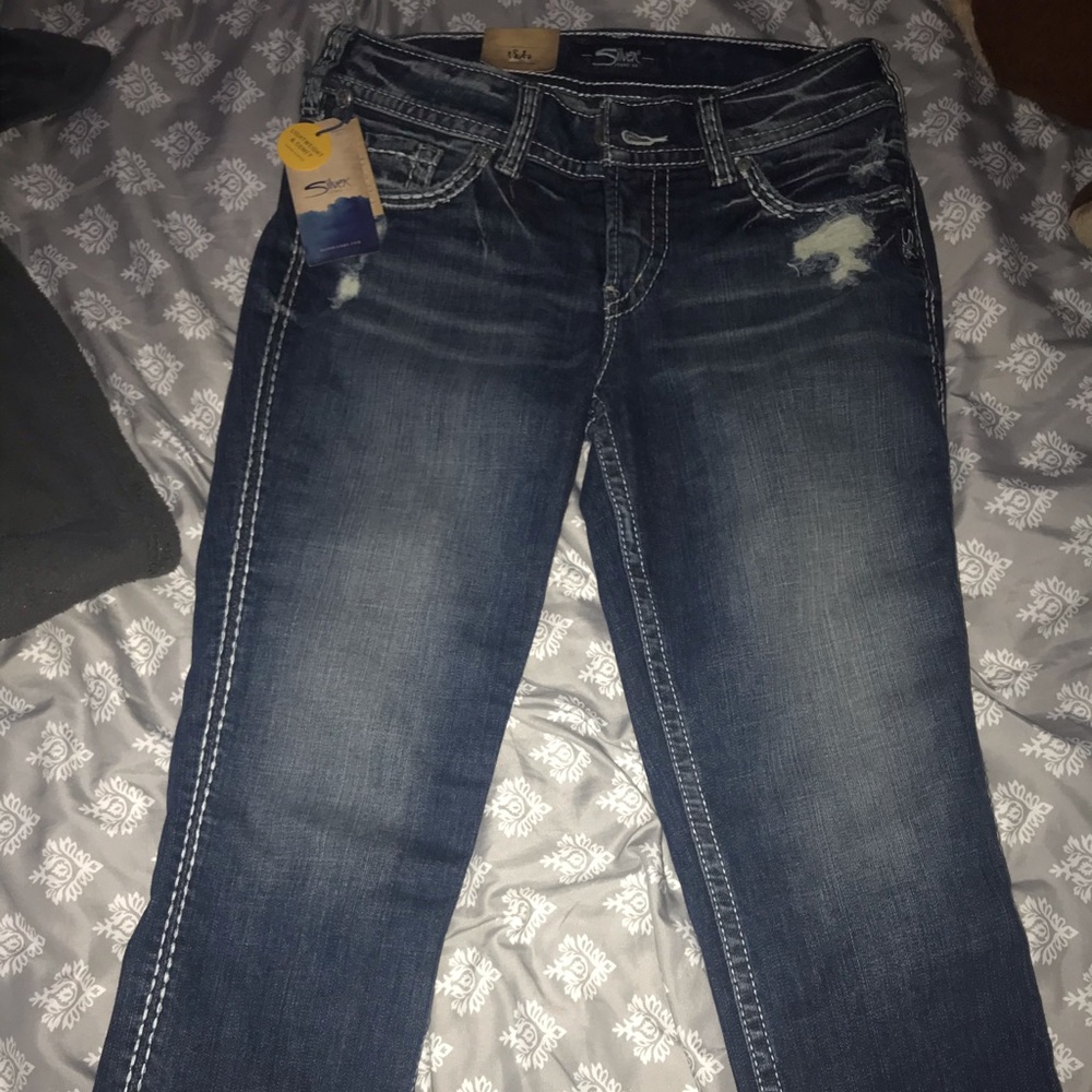 Brand new silver jeans Capris